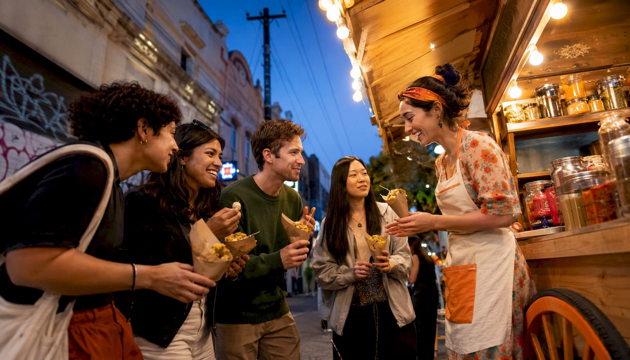 Outdoor Indian street food market in Melbourne